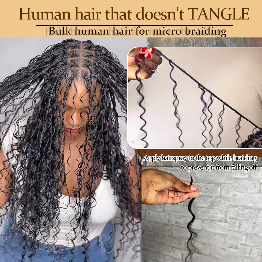 Deep Wave Braiding Hair - 100% virgin human hair - #1 Deep Wave Braiding Hair - 100% virgin human hair - #1